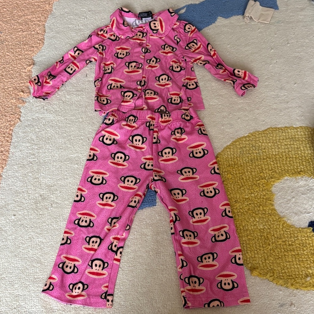 Pink Monkey Print Pajama Set Paul Frank 3T